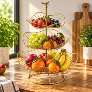 Corbeille à Fruits Artistique Dorée