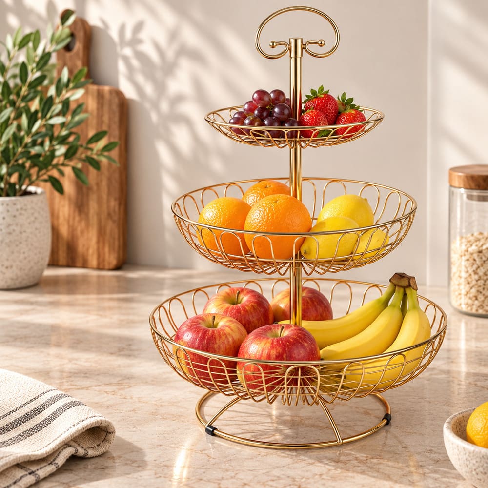 Corbeille à Fruits Fer Doré