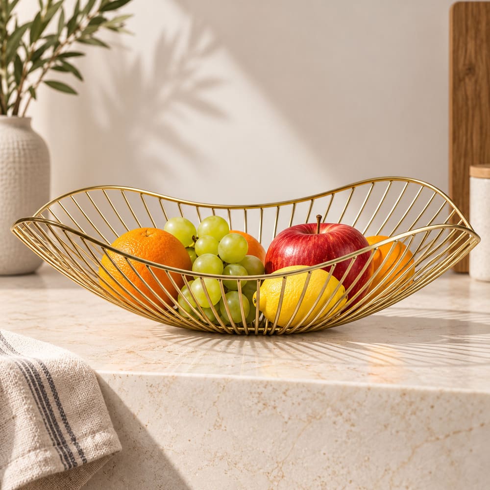 Corbeille à Fruits Inox Doré
