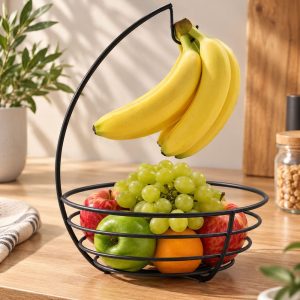 Corbeille à Fruits Inox Porte Bananes