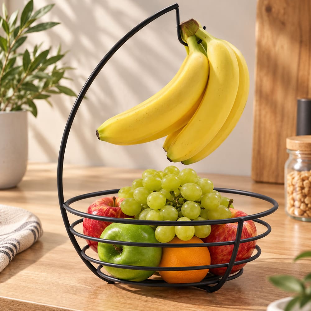 Corbeille à Fruits Inox Porte Bananes