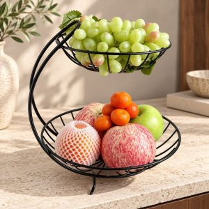 Corbeille à Fruits Métallique à 2 Etages
