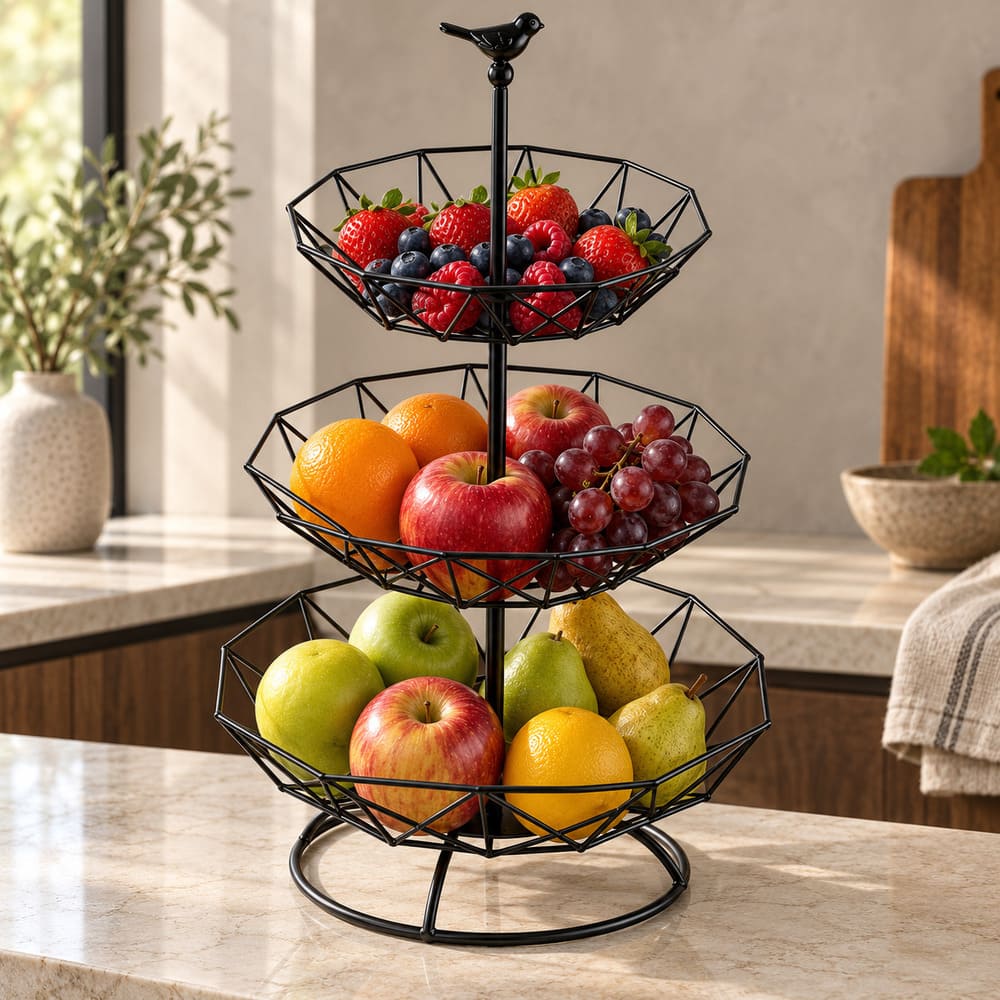 Corbeille à Fruits Noire Design
