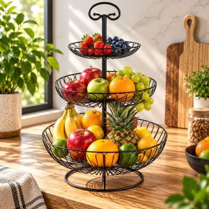 Corbeille à Fruits à Etages en Fer Forgé