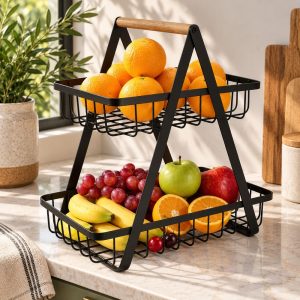 Corbeille à Fruits Design Triangulaire Double Etage