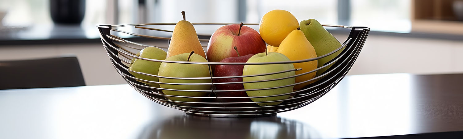 Corbeille à Fruits En Métal Noir Avec Compartiment Amovible Jaune Moutarde - Five - Dimensions 32x21,2x10,5 Cm